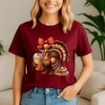 thumbnail image 4 of Thanksgiving Shirt,Turkey Drinking Coffee Bow,Turkey Day Tshirt, 4 of 5
