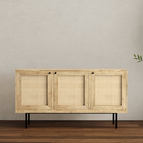 Simpli Home Reeves 57 inch x 18 inch Rectangle Sideboard Buffet in Natural
