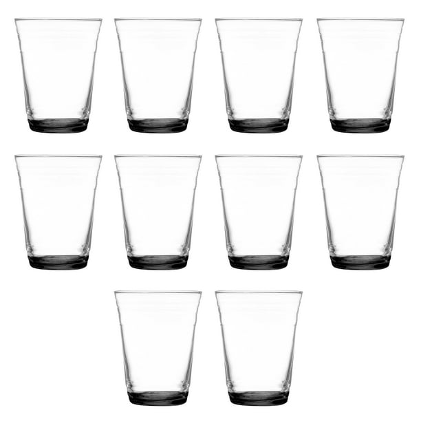 10 Arc Clear Glass Pint Cups Set, 16 Oz. - Mixing, Usa Made - Black 