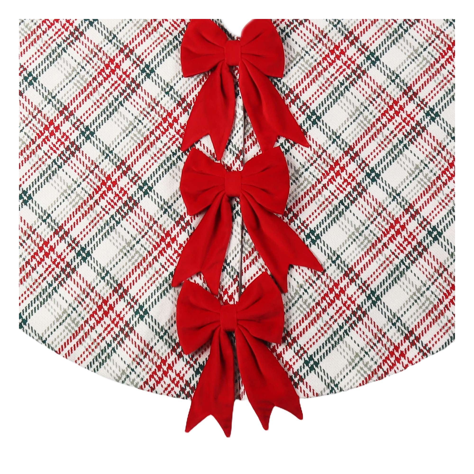 Holiday Time Plaid Bow Tree Skirt,48 inch,red and green colour, Holiday Time Christmas Tree Skirt,48 inch,green and red plaid material,three red big bows attached to the tree skirt,very high-end design,traditional and classic style.