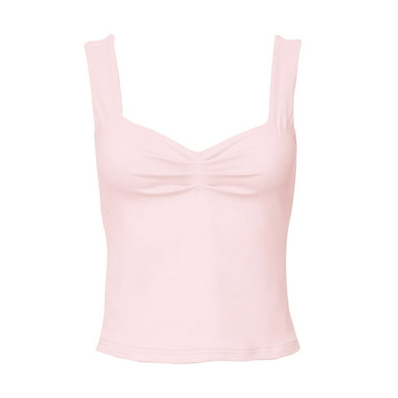 Razzly Stylish Women Square Neck Sleeveless Tank Top Basic Solid Color Casual Everyday Wear Comfortable Stretch Fit(Pink,S)