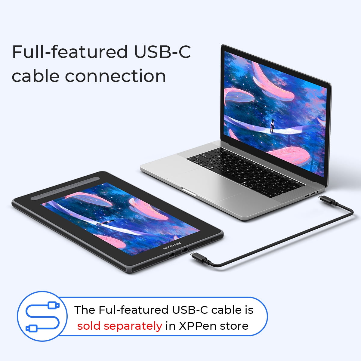 XP Pen USB-C Cable for Artist 10/12/13/16 2nd Gen Drawing Tablet