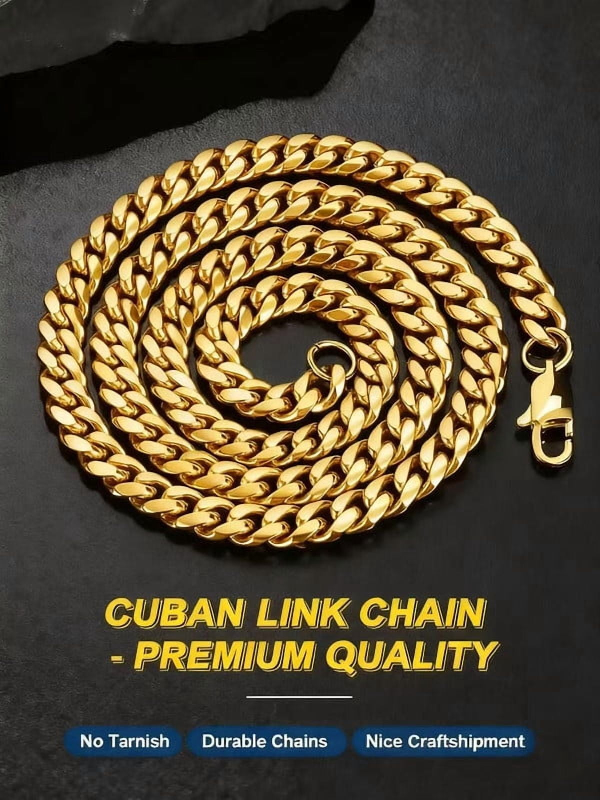 Muddy Jewelry Cuban Link Chains for Men and Women - 4-14mm Width, 14-30" Length, Gold/Stainless Steel, Hip Hop Jewelry Gift