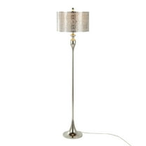 LumiSource Polished Nickel, White Linen Ashland 63" Metal Floor Lamp