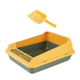 thumbnail image 3 of Arenero para gatos abierto por arriba, arenero para gatos con laterales altos y entrada baja, protección contra salpicaduras, arenero para gatos extra S Verde Amarillo, 3 of 8