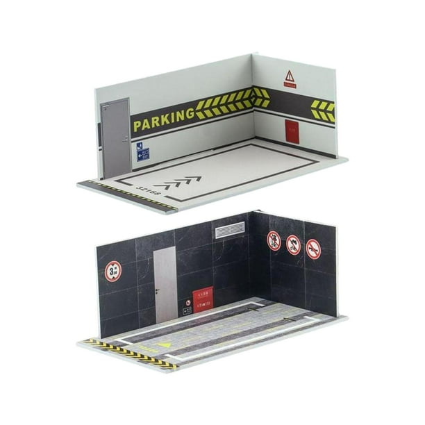 2 piezas de minigaraje para coches de fundición a presión a escala 1/32 Estilo D
