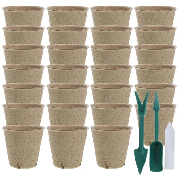 Nursery Pot Set Clear Pots With Tray Paper Flowerpot Garden Planting