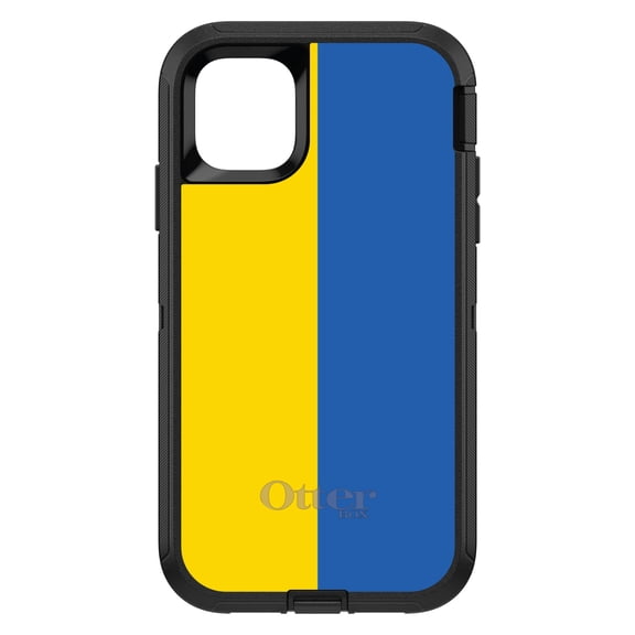 DistinctInk OtterBox Defender Custom Case for Apple iPhone 15 (6.1" Screen) - Ukraine Flag - Wireless Charging Compatible