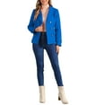 thumbnail image 2 of INSPIRE CHIC Women's Winter Worsted Notched Lapel Double Breasted Overcoat L Royal Blue, 2 of 6