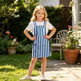 thumbnail image 2 of Bainana Kids Girls Sleeveless Striped Printed Overalls Dress With Pocket Casual Breathable Child Suspender Dress For Beach Vacation Size 10-11 Years Blue, 2 of 7