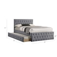 thumbnail image 5 of Nek Wood Twin Size Upholstered Bed with Trundle Tufted Gray Burlap, 5 of 5