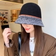 thumbnail image 3 of LinYooLi Selected Autumn And Winter Contrasting Color Knitted Hats Female Fashion Lace Hat Hats Versatile Casual Barrel Hat Basin Hat, 3 of 9