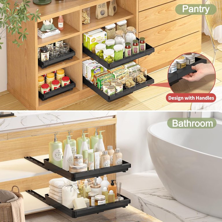 Aokiwo Pull Out Cabinet Organizer, 2-Pack, Black photo 7