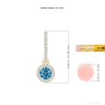 thumbnail image 2 of ANGARA Lab Grown Blue Diamond Dangle Earrings with Halo for Women in 14K Yellow Gold (Size-4.5mm| Clarity-VS) | Anniversary, Jewelry Gift for Women | Lab-Grown Blue Diamond Earrings, 2 of 5