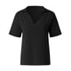 thumbnail image 4 of ICHUANYI Clearance Women's Summer Fashion Cropped Sleeves Lapel V-Neck Cotton Line Loose Shirt Blouse(Black, M) ICHUANYI WER2023080817177, 4 of 7