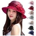 thumbnail image 3 of FUZHIQ Women's Polka Dot Organza Tea Party Hat Elegant Wide Brim Sun Hat with Bow Flower, UV Protection Breathable Fascinator Hat for Wedding Kentucky Derby Party, 3 of 8