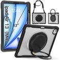 thumbnail image 6 of XYX For iPad Air 13 inch Case (2025 M3/2024 M2), 360 Rotating Hand Grip, Shoulder Strap, Heavy Duty Drop Protection, Transparent, 6 of 7