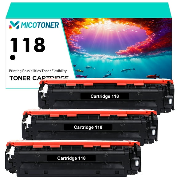 Cartridge 118 3-Pack Compatible Toner Cartridge for Canon 118K imageClass LBP7660CDN LBP7200CDN MF8350CDN MF8380CDW MF7260CDW Printer (Black)