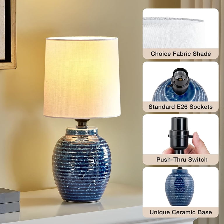 Natyswan 2-Pack Farmhouse Ceramic Bedside Lamps photo 2