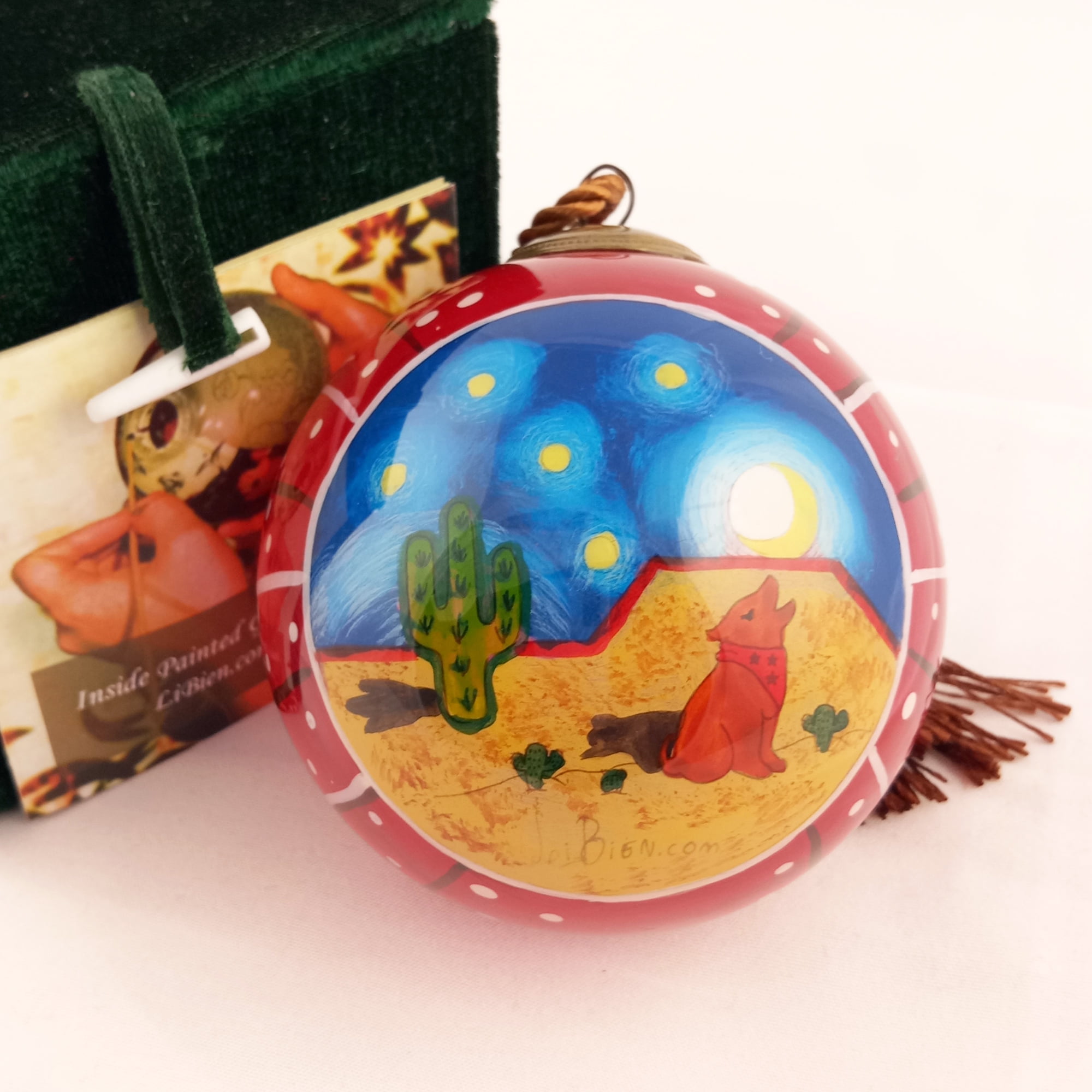 LiBien Inside Painted Glass Ball Ornament - Arizona Desert Turtle & Fox  Design 