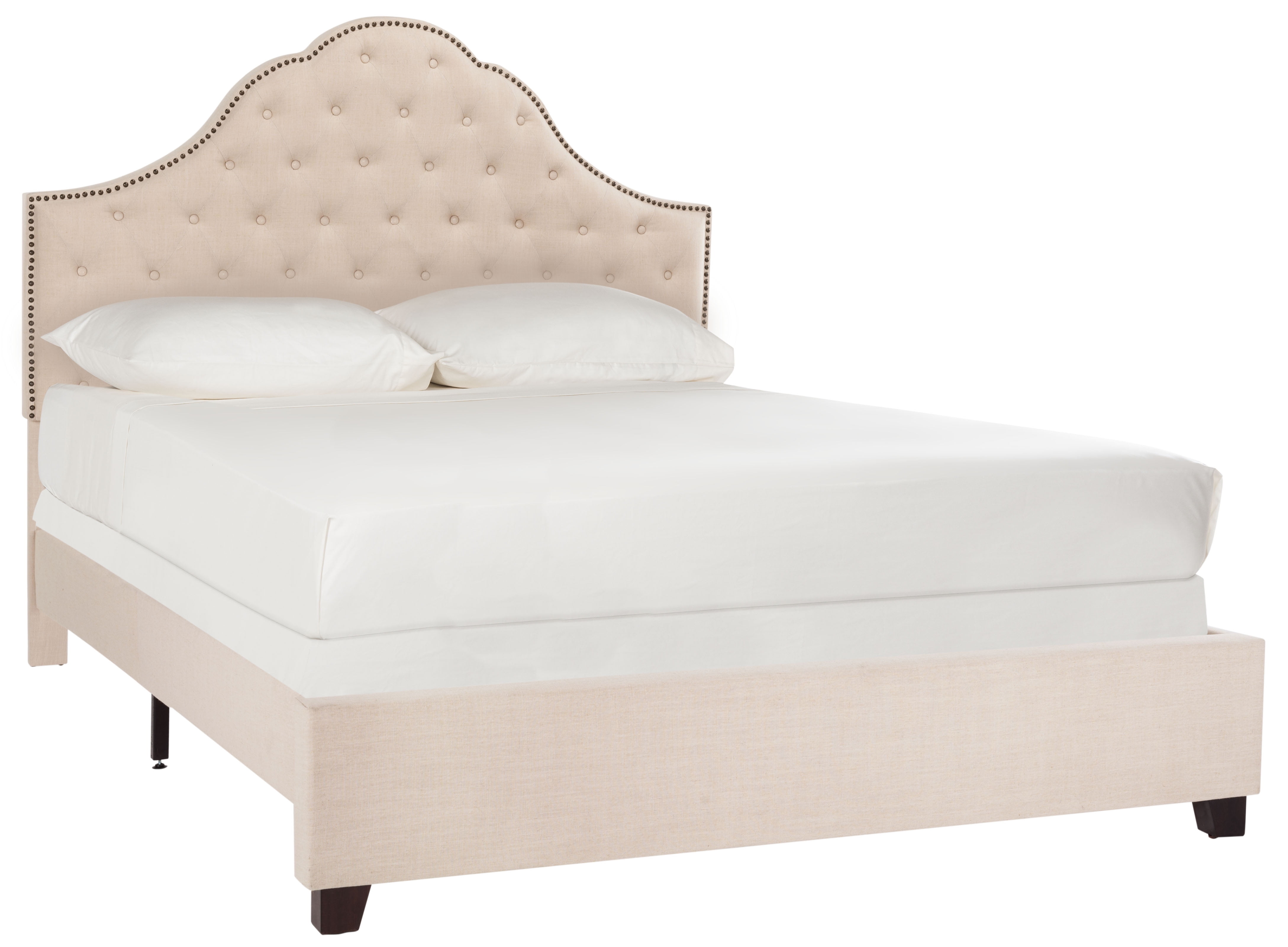 SAFAVIEH Beckham Modern Glam Tufted Headboard with Nail Heads, Full, Beige
