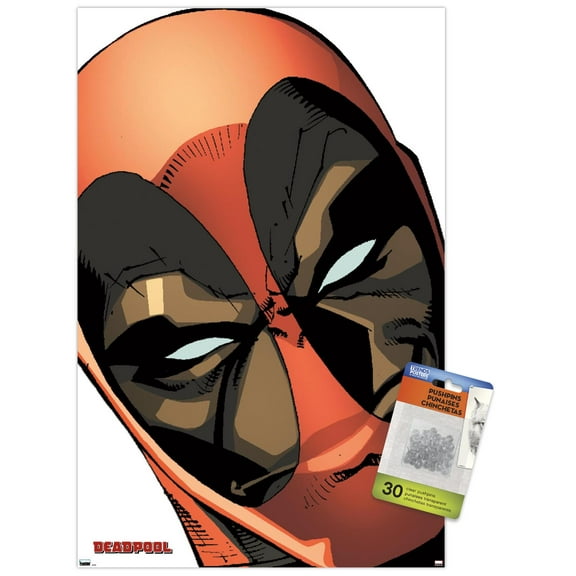 Marvel Comics Deadpool - Mask Wall Poster with Push Pins, 14.725" x 22.375"