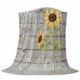 thumbnail image 6 of You Are My Sunshine Blanket Soft Cozy Warm Throw Blanket for Couch, Plush Fuzzy Flannel Fleece Blankets for Sofa, Yellow Sunflowers Cute Bees Heart Retro Wood Bed Blankets Gifts for Men, 40"x50", 6 of 9