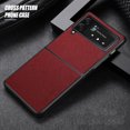 thumbnail image 3 of Funda abatible a prueba de golpes de cuero PU con textura cruzada compatible con Samsung Galaxy Z Flip3 5G Funda protectora rígida plegable para PC, 3 of 7