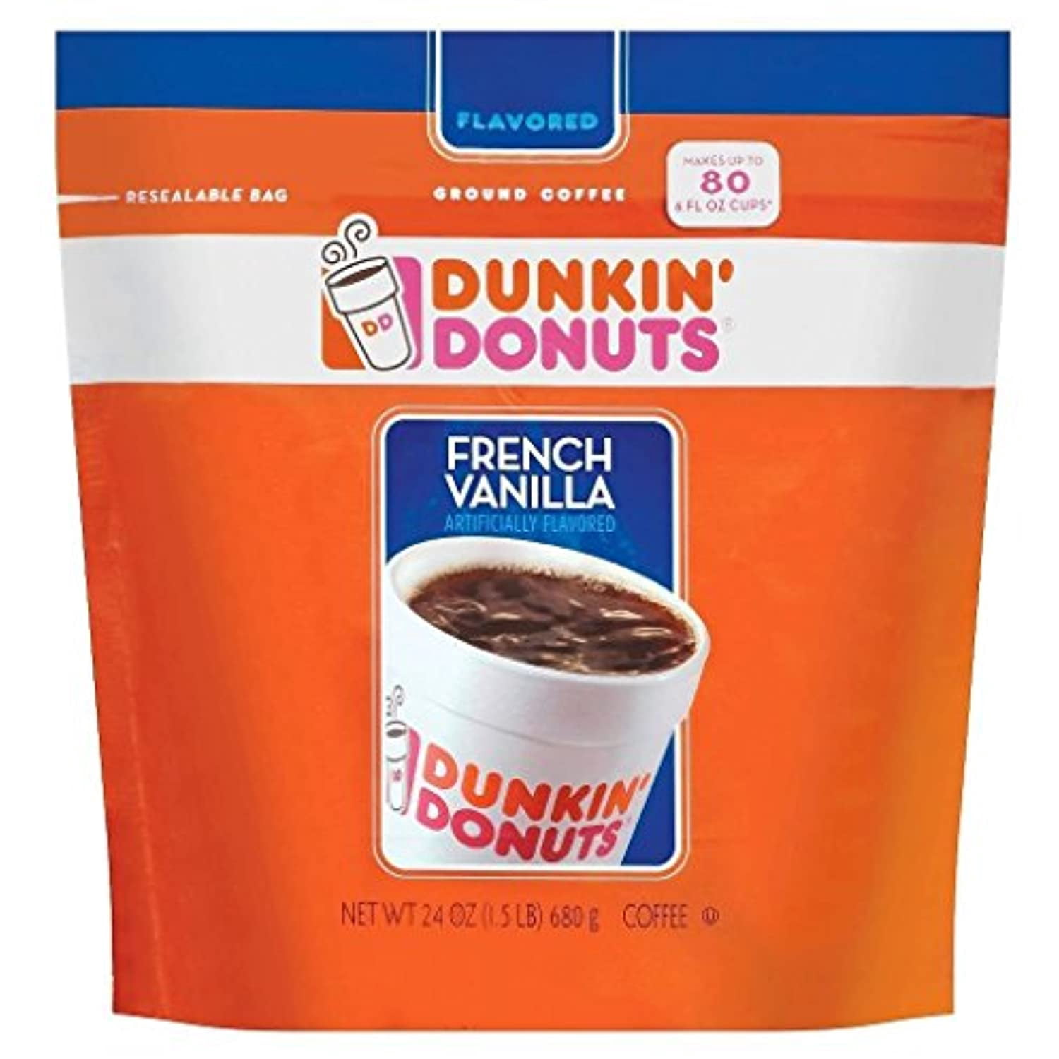 Dunkin Donuts French Vanilla Ground Coffee 24Oz