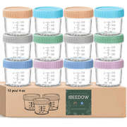 12 Pack Glass Baby Food Storage Containers, 4 oz Baby Food Jars With Lids, Baby Snack Containers Baby Food Maker, Microwave, Dishwasher Freezer Safe, Leak-Proof BPA Free