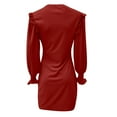 thumbnail image 5 of Jupe Sexy Ajustée à Manches Papillon Col Rond Couleur Unie pour Femmes (Rouge, m), 5 of 5