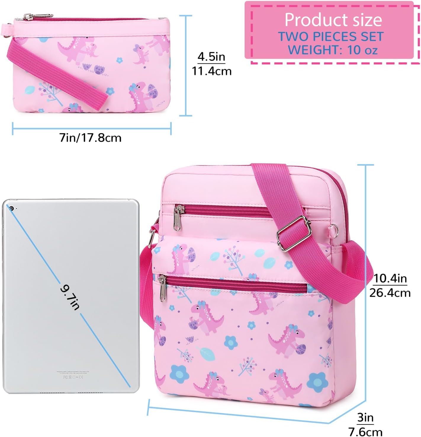 Mygreen Women's crossbody bags suitable for women of all ages（Pink Dinosaurs）