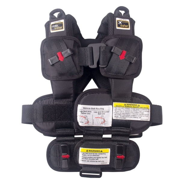 Chaleco de viaje RideSafer con sistema de retención infantil XS negro