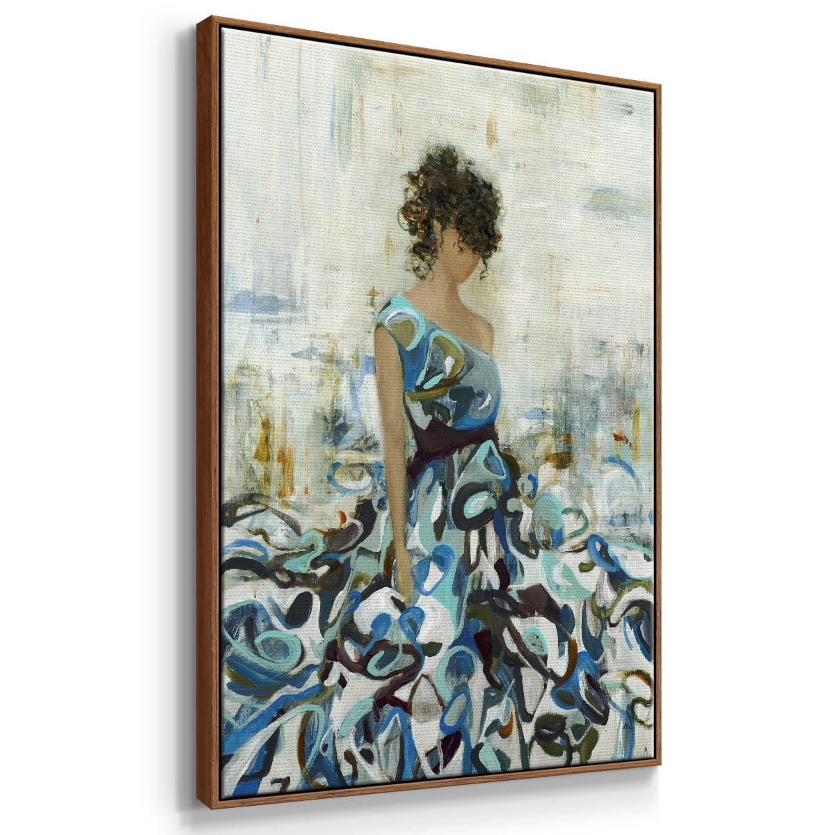 Fluid Beauty Framed Premium Gallery Wrapped Canvas - Ready to Hang - 25 x 37 - Walnut Floating Frame