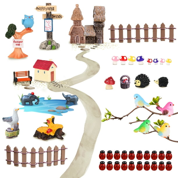 VAINECHAY 48pcs Garden Ornaments Outdoor Statues Decoration Miniature