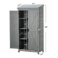 thumbnail image 2 of Outdoor Wooden Storage Shed with Metal Top Tall Vertical Tool Cabinet for Backyard Garden Patio Lawn, 2 of 14