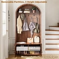 thumbnail image 2 of Hall Tree with Bench & Shoe Storage, 71" Arch Entryway Coat Rack with 4 Hooks & 2 Fluted Doors, Farmhouse Organizer, 39.37"W, 2 of 9
