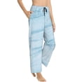 thumbnail image 2 of Disketp Light Blue Marble Print Women'S Comfy Pajama Pants Casual Drawstring Palazzo Lounge Wide Leg Pants, 2 of 9
