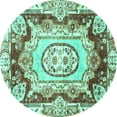 thumbnail image 1 of Ahgly Company Indoor Round Abstract Turquoise Blue Modern Area Rugs, 5' Round, 1 of 4