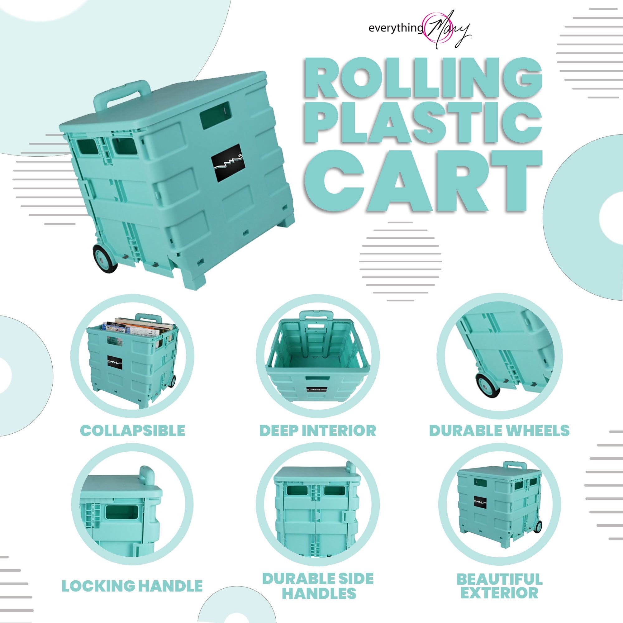 Everything Mary Collapsible Storage Cart for Crafts & Supplies, Green