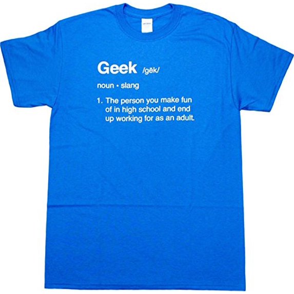 Geek Definition Funny Adult Mens Unisex 50/50 Blend Neon Blue T-Shirt (Medium)