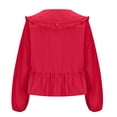 thumbnail image 5 of TKLPEHG Womens Dressy Tops Doll Collar Lace Tied Shirt Fashion Long Sleeve Loose Classic Solid Color Casual Comfy Lightweight Blouses (Red,S), 5 of 6