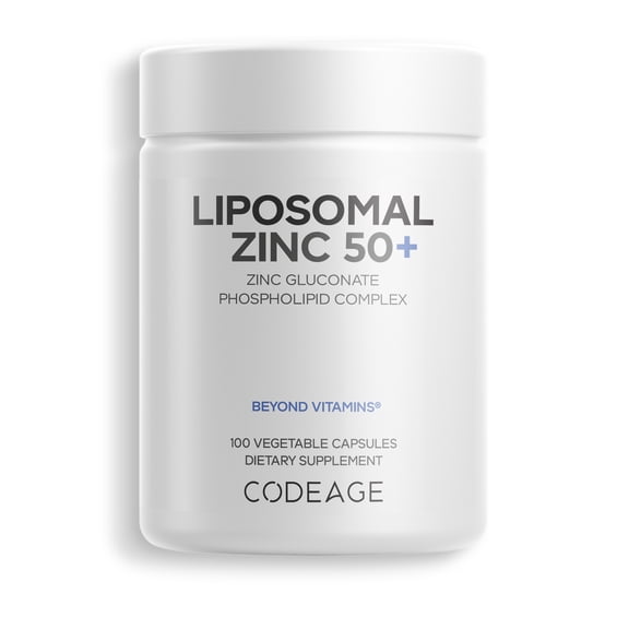 Codeage Liposomal Zinc, 3-Month   Supply, Zinc Gluconate Essential Mineral Vegan Supplement, Non-GMO, 100 ct