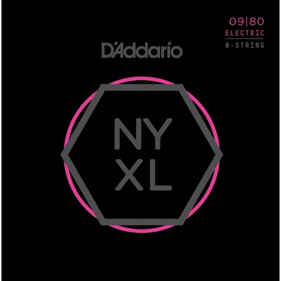 D'Addario NYXL0980 Nickel Wound 8-String Electric Guitar Strings, Super Light, 09-80