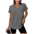 thumbnail image 2 of CQONEPT Women's Short Sleeve Top Athletic Running Blouse Tops V Neck Blouse Dressy Casual Outdoor Tunic Tops Gray XL, 2 of 7