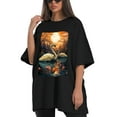 thumbnail image 4 of Plus Size Shirt for Women Black Tops for Women Short Sleeves Shirt for Women Swans T Shirt Crewneck Shirt for Women XL, 4 of 5