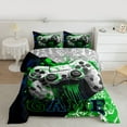 thumbnail image 2 of Feelyou 3D Green Gamepad Bedding Comforter Set for Kids, Artwork Fashion Honeycomb Twin Comforter Sets, Video Gaming Controller Reversible Bedding Set, Luxury Bedroom Decor, 2pcs, 2 of 8