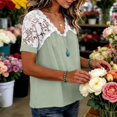 thumbnail image 4 of Women's Tops, Tees & Blouses V Neck Loose Short Sleeve Lace Casual Blouse Cute Summer Tops, 4 of 4