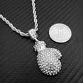 thumbnail image 3 of Hip Hop Iced Silver Plated Cubic Zirconia Boxing Glove Pendant & 4mm 24" Rope Chain Fashion Necklace Set Perfect Gift, 3 of 5
