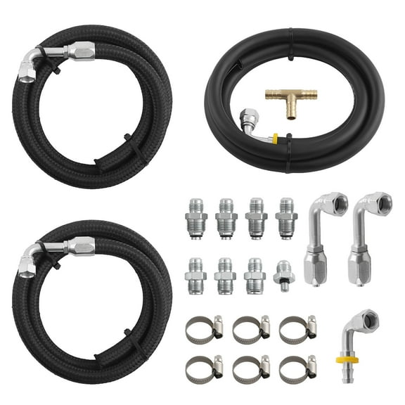Maxpeedingrods Power Steering Hose Hookup Kit w/ Fitting Universal For Power Brake Booster